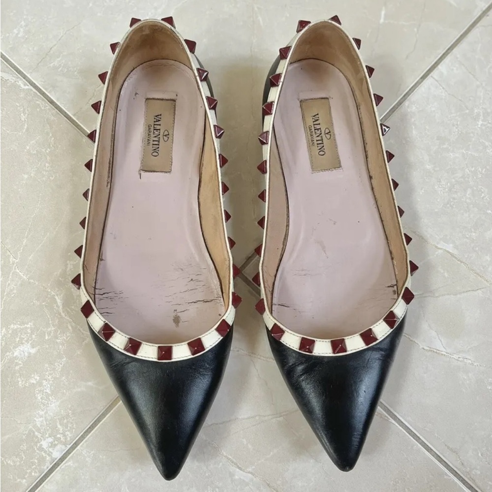 Refurbished Authentic Valentino Garavani Rockstud Ballerina Black Flat Size 37
